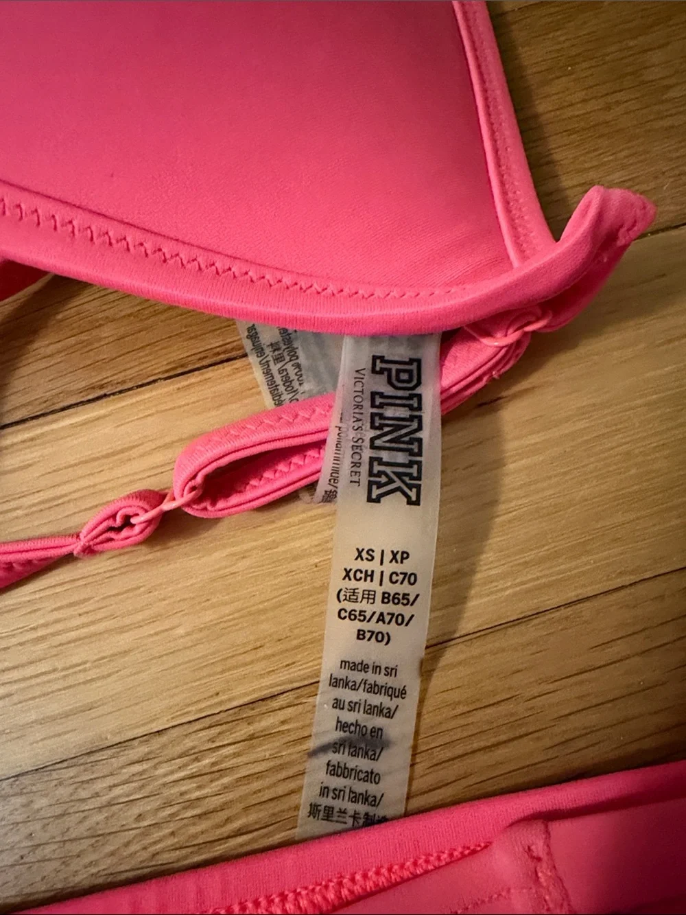 PINK Victoria's Secret Neon Pink Push-Up Bikini Set with Strappy Sides